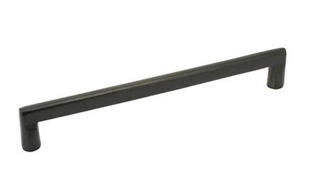 The Emtek Sandcast Bronze Rail Cabinet Pull, 6" Center to Center in Flat Black Bronze Patina finish