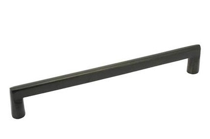 The Emtek Sandcast Bronze Rail Cabinet Pull, 8" Center to Center in Flat Black Bronze Patina finish