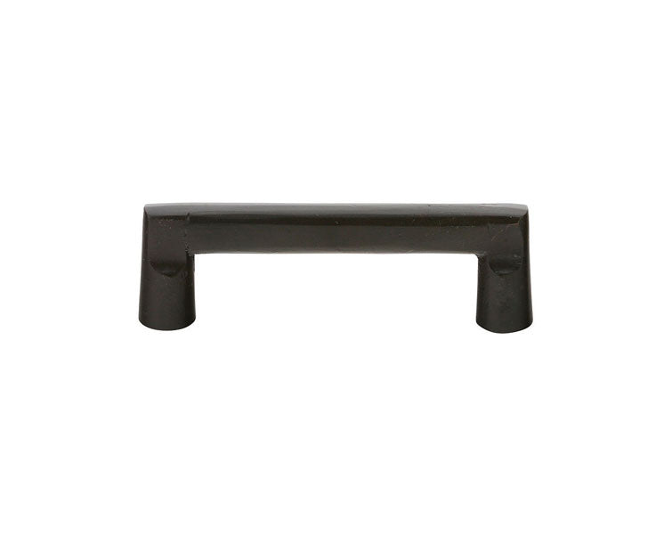 The Emtek Sandcast Bronze Rail Cabinet Pull, 3" Center to Center in Flat Black Bronze Patina finish