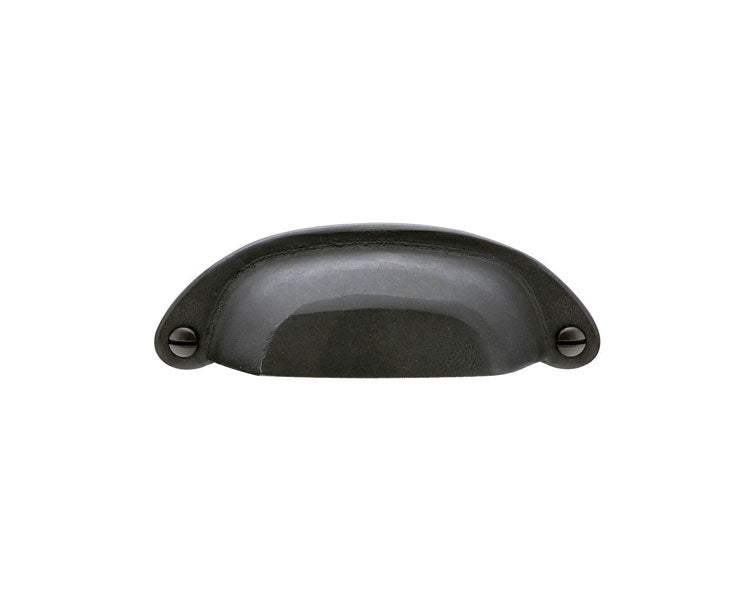 The Emtek Sandcast Bronze Ranch Bin Pull, 4" Center to Center in Flat Black Bronze Patina finish