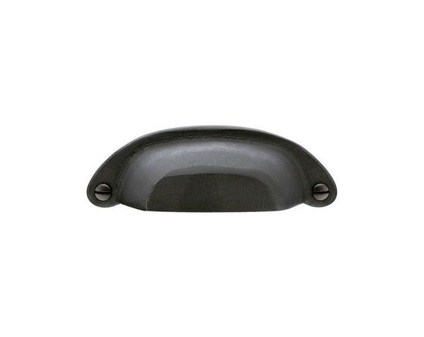 The Emtek Sandcast Bronze Ranch Bin Pull, 3" Center to Center in Flat Black Bronze Patina finish