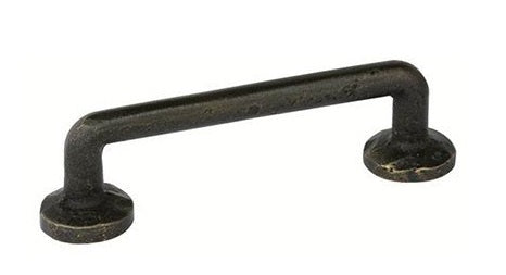 The Emtek Sandcast Bronze Rod Pull, 3 1/2" Center to Center in Flat Black Bronze Patina finish