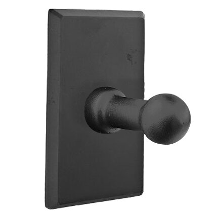 Emtek Sandcast Bronze Single Robe Hook (2 3/4" projection) With #3 Rosette in Flat Black Bronze Patina finish