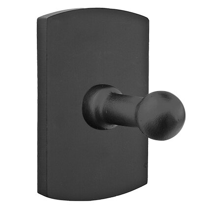 Emtek Sandcast Bronze Single Robe Hook (2 3/4" projection) With #4 Rosette in Flat Black Bronze Patina finish