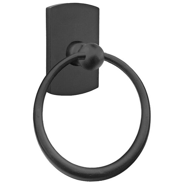 Emtek Sandcast Bronze Towel Ring (6 1/2" Diameter) With #4 Rosette in Flat Black Bronze Patina finish