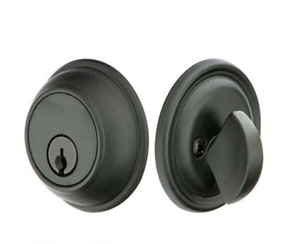 Emtek Single Cylinder Classic Tuscany Bronze Keyed Deadbolt in Flat Black Bronze Patina finish