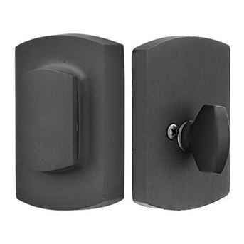 Emtek Single Cylinder Ridgemont Sandcast Bronze Keyed Deadbolt with Flap in Flat Black Bronze Patina finish