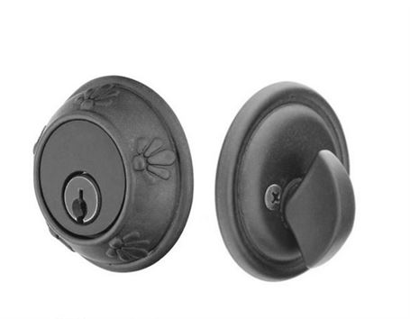 Emtek Single Cylinder Tuscany Bronze Keyed Deadbolt in Flat Black Bronze Patina finish