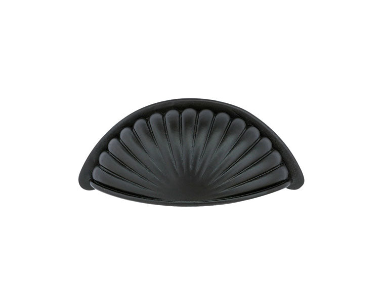 The Emtek Tuscany Bronze Fluted Bin Pull, 4" Center to Center in Flat Black Bronze Patina finish