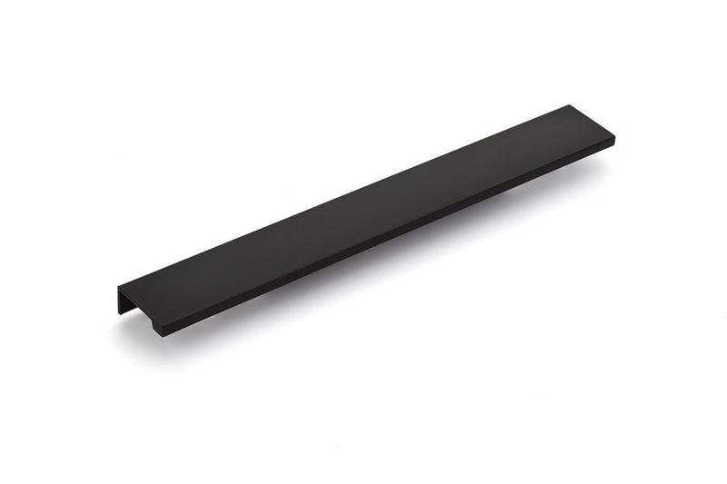 The Emtek Cabinet Edge Pull, 12" Center to Center in Flat Black finish