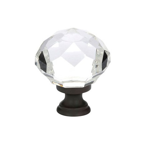 The Emtek Diamond Crystal Glass Cabinet Knob in Flat Black finish.