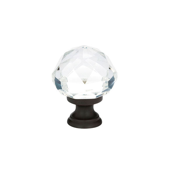 The Emtek Diamond Crystal Glass Knob 1-1/4" Wide (1-7/8" Projection) in Flat Black finish