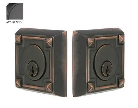 Emtek Double Cylinder Arts & Crafts Keyed Deadbolt in Flat Black finish