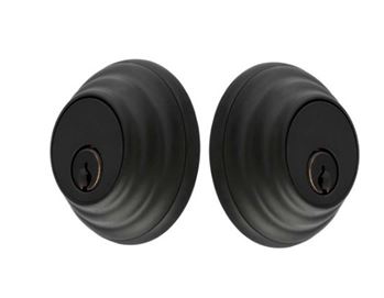 Emtek Double Cylinder Low Profile Keyed Deadbolt in Flat Black finish