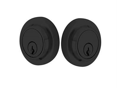 Emtek Double Cylinder Modern Keyed Deadbolt in Flat Black finish