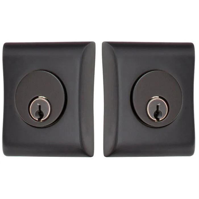 Emtek Double Cylinder Neos Keyed Deadbolt in Flat Black finish