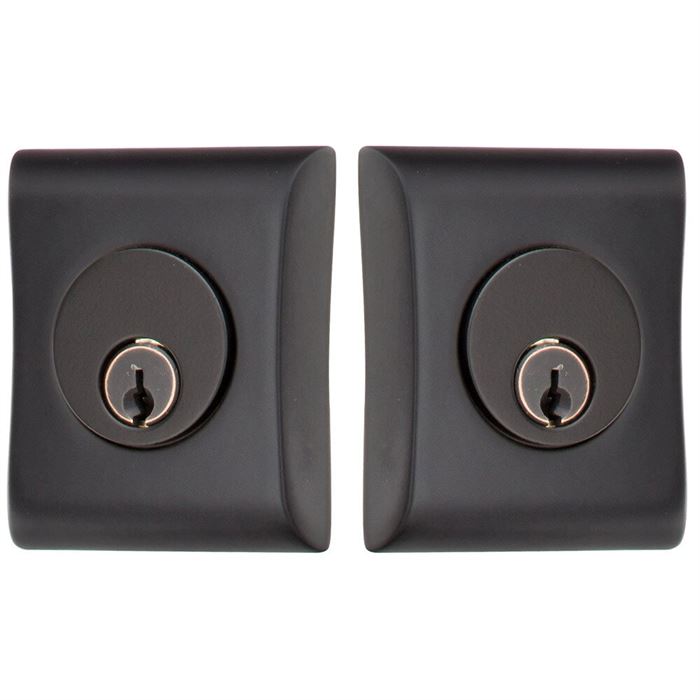 Emtek Double Cylinder Neos Keyed Deadbolt in Flat Black finish