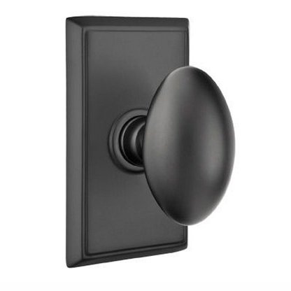 Emtek Egg Knob with Rectangular Rosette in Flat Black finish