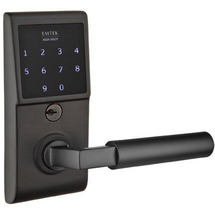 Emtek EMTouch Electronic Touchscreen Keypad Leverset with Hercules Lever in Flat Black finish