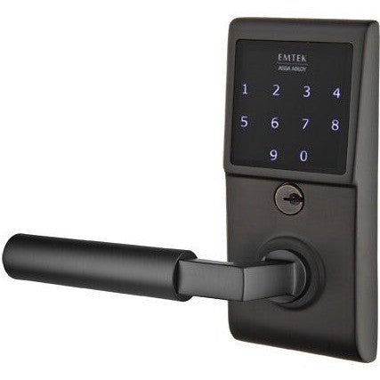 Emtek EMTouch Electronic Touchscreen Keypad Leverset with Hercules Lever in Flat Black finish