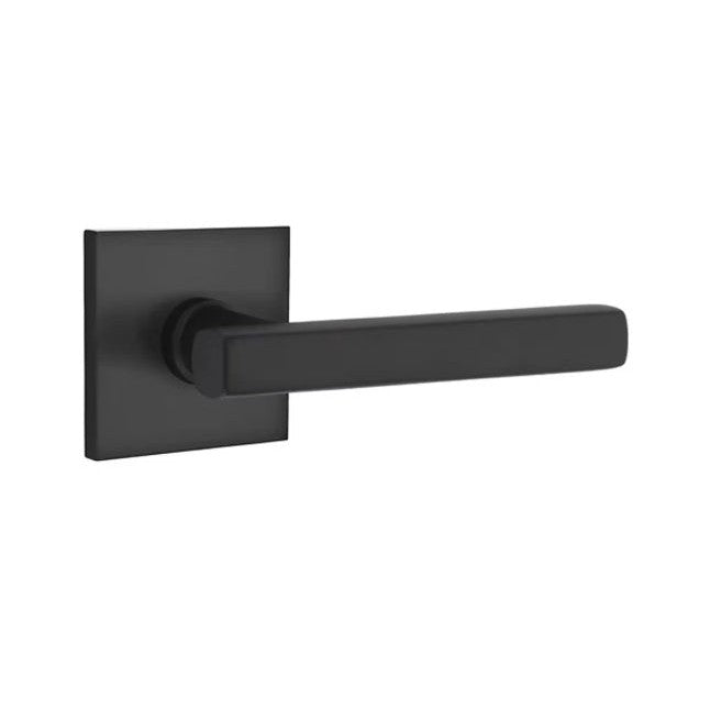 Emtek Freestone Lever With Square Rosette in Flat Black finish