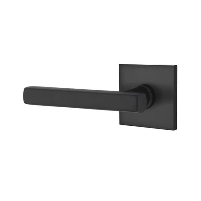 Emtek Freestone Lever With Square Rosette in Flat Black finish