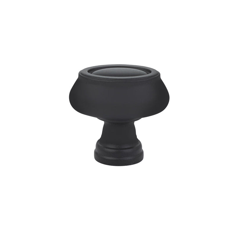 The Emtek Geometric Oval Cabinet Knob, 1 1/2" in Flat Black finish