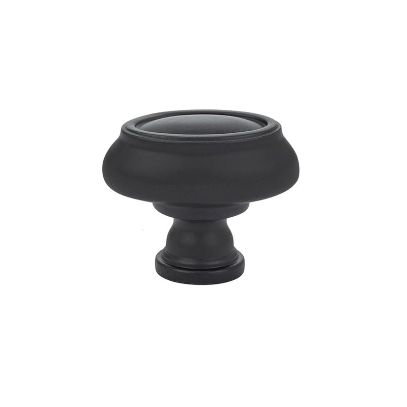 The Emtek Geometric Oval Cabinet Knob, 1 3/4" in Flat Black finish