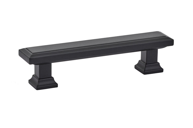 The Emtek Geometric Rectangular Cabinet Pull, 3 1/2" Center to Center in Flat Black finish