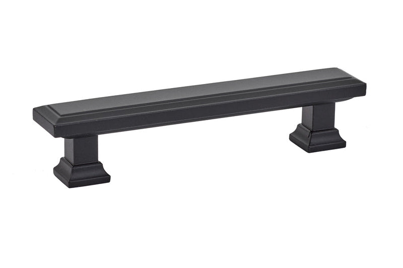 The Emtek Geometric Rectangular Cabinet Pull, 4" Center to Center in Flat Black finish