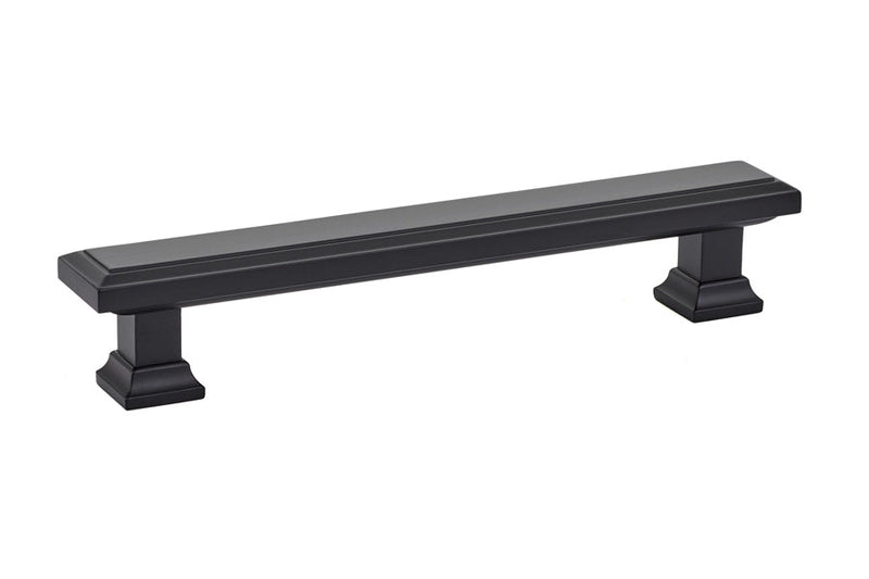 The Emtek Geometric Rectangular Cabinet Pull, 5" Center to Center in Flat Black finish