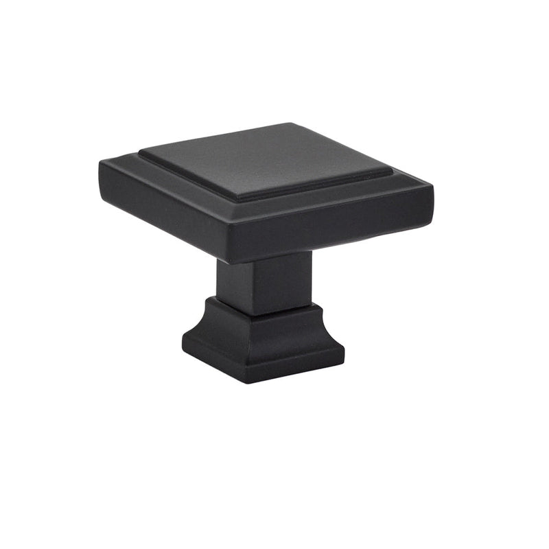 The Emtek Geometric Square Cabinet Knob, 1 5/8" in Flat Black finish