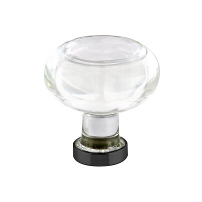 The Emtek Georgetown Crystal Glass Knob 1-1/4" Wide (1-1/2" Projection) in Flat Black finish