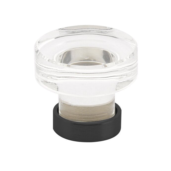 The Emtek Grayson Crystal Glass Knob 1-1/4" Wide (1-1/8" Projection) in Flat Black finish