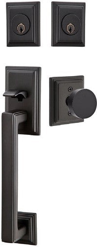 Emtek Hamden Tubular Entrance Handleset With Round Knob in Flat Black finish