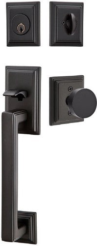 Emtek Hamden Tubular Entrance Handleset With Round Knob in Flat Black finish