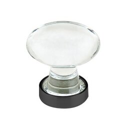 The Emtek Hampton Crystal Glass Knob 1-1/4" Wide in Flat Black finish