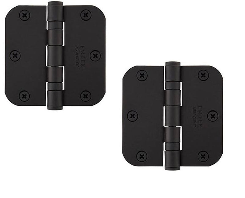 Emtek Heavy Duty Steel Ball Bearing Hinge, 3.5" x 3.5" with 5/8" Radius Corners in Flat Black finish