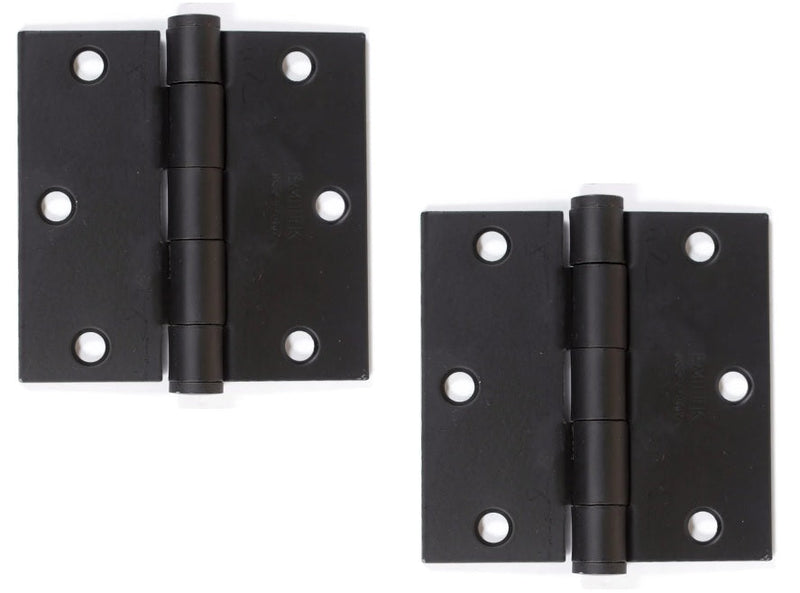 Emtek Heavy Duty Steel Plain Bearing Hinge, 3.5" x 3.5" with Square Corners in Flat Black finish