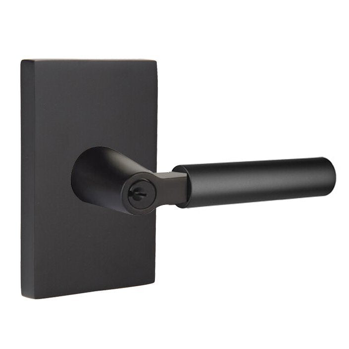 Emtek Hercules Lever with Modern Rectangular Rosette in Flat Black finish