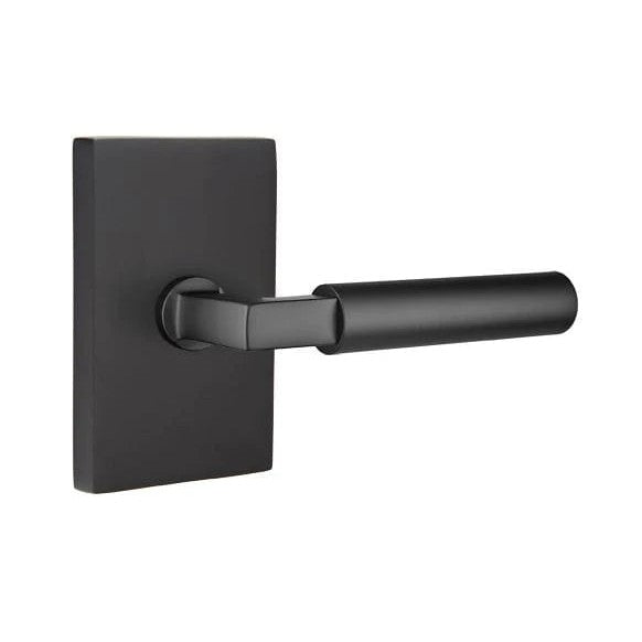 Emtek Hercules Lever with Modern Rectangular Rosette in Flat Black finish