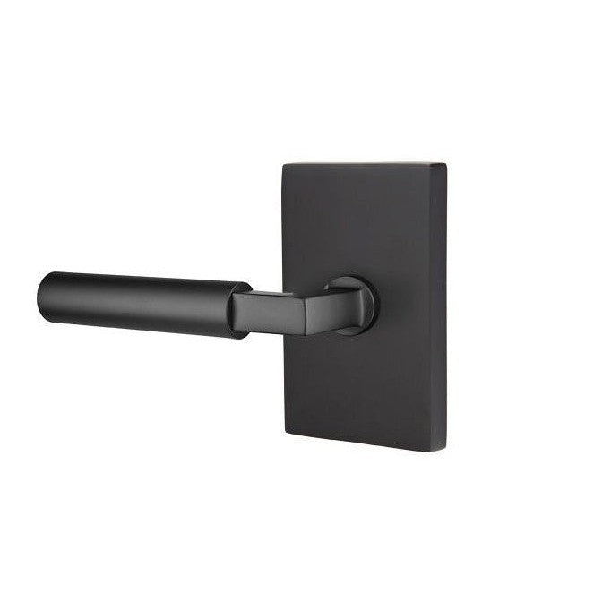 Emtek Hercules Lever with Modern Rectangular Rosette in Flat Black finish