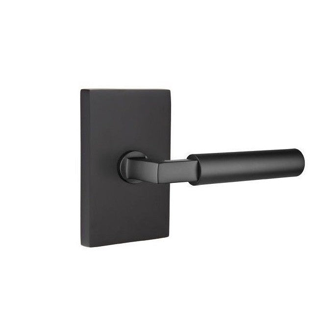 Emtek Hercules Lever with Modern Rectangular Rosette in Flat Black finish