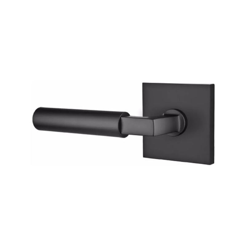 The Emtek Hercules Lever With Square Rosette in Flat Black finish