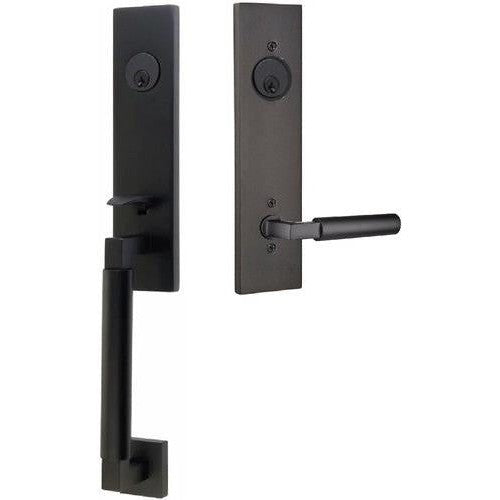 Emtek Hercules Smooth Monolithic Tubular Entry Set with Hercules Lever in Flat Black finish