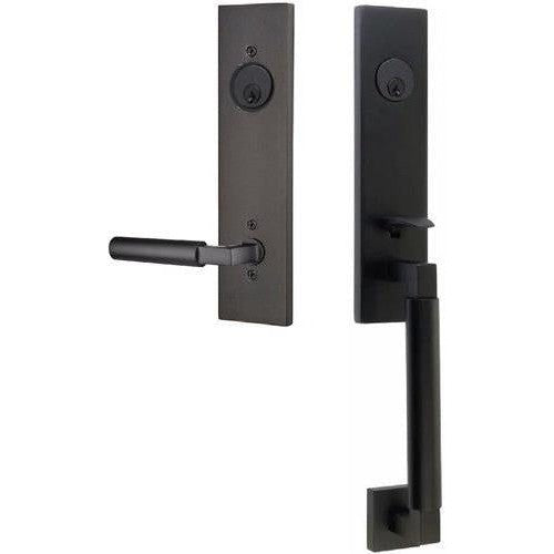 Emtek Hercules Smooth Monolithic Tubular Entry Set with Hercules Lever in Flat Black finish