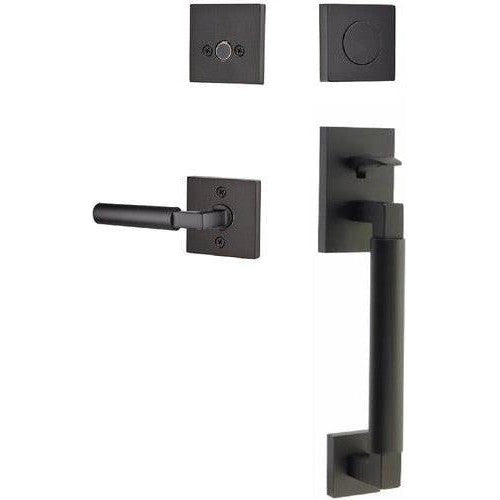 Emtek Hercules Smooth Sectional Tubular Entry Set with Hercules Lever in Flat Black finish