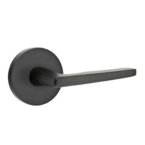 Emtek Hermes Lever With Disk Rosette in Flat Black finish