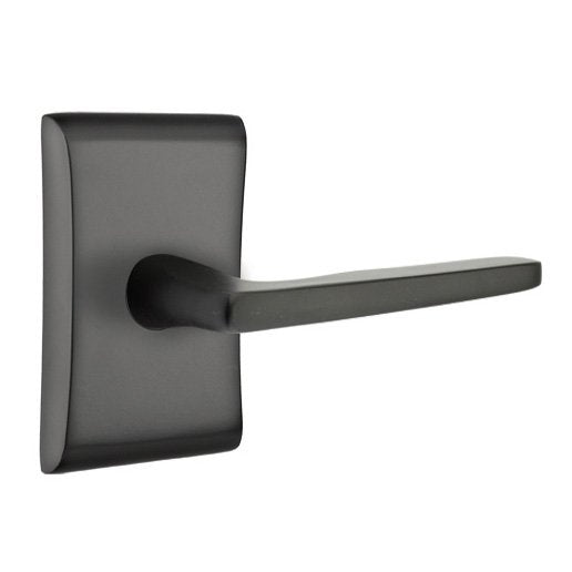 Emtek Hermes Lever With Neos Rosette in Flat Black finish