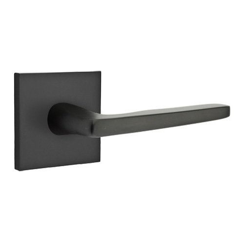 Emtek Hermes Lever With Square Rosette in Flat Black finish